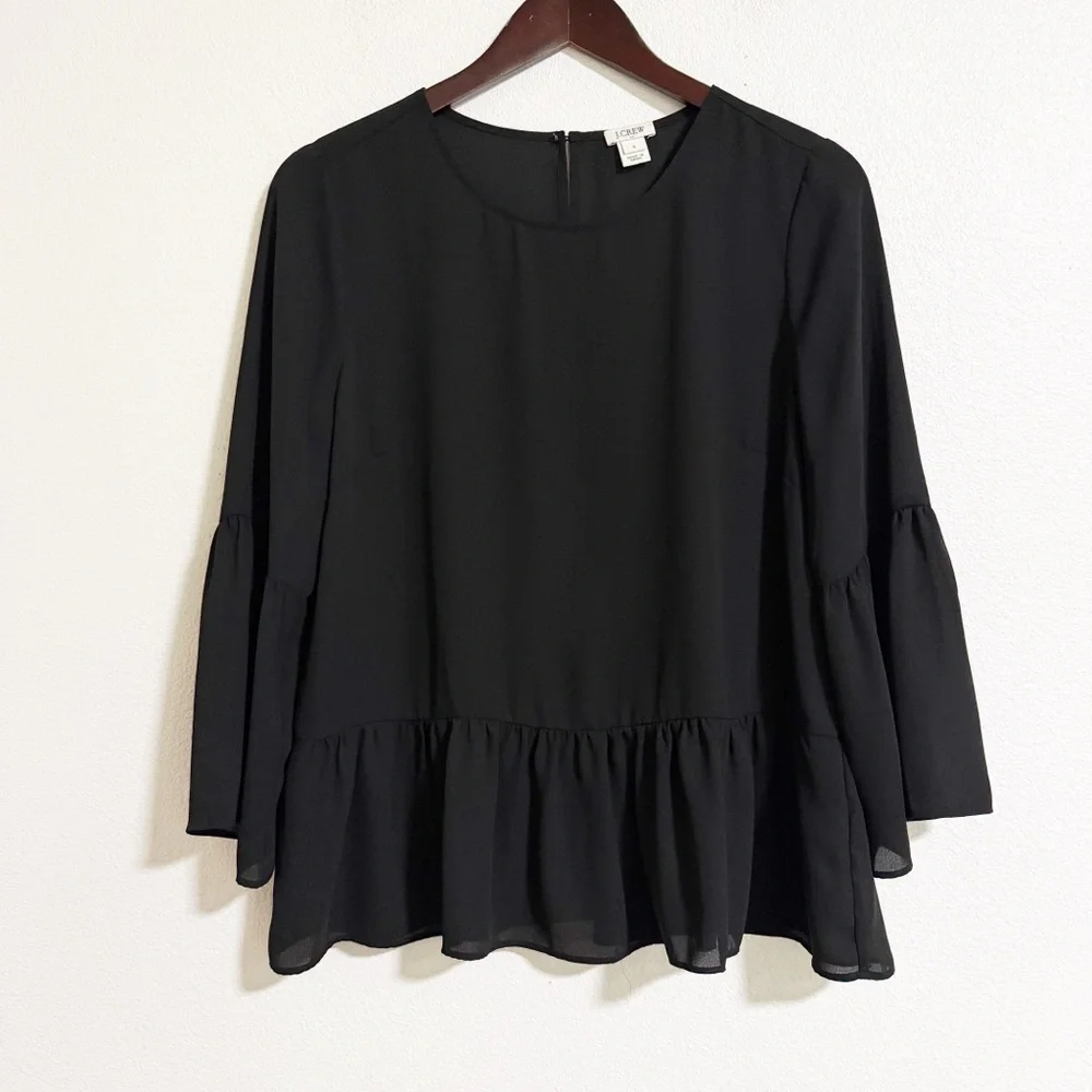 J. Crew Peplum Hem Flare Sleeve Blouse